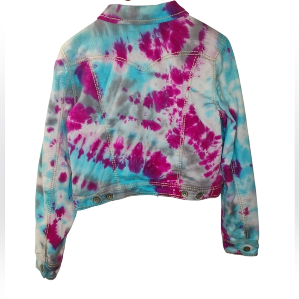 Maurice's Tie Dye Jean Jacket Women's Sz XL Button Down 4 Pocket Design - Picture 2 of 12